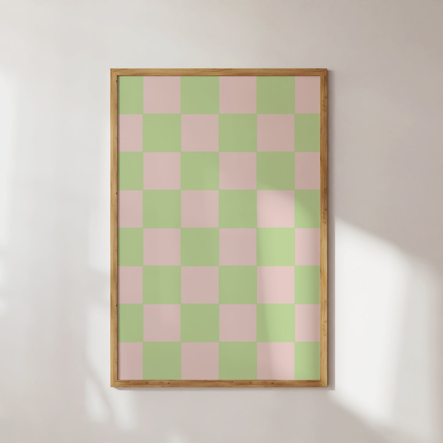 Luminous Green and Pink Checkered Art Print