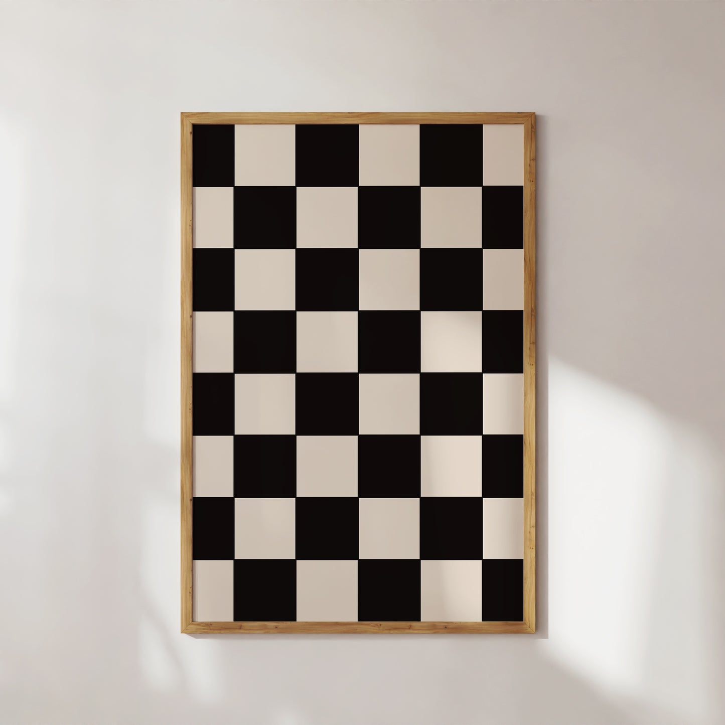 Black and Beige Checkered Art Print