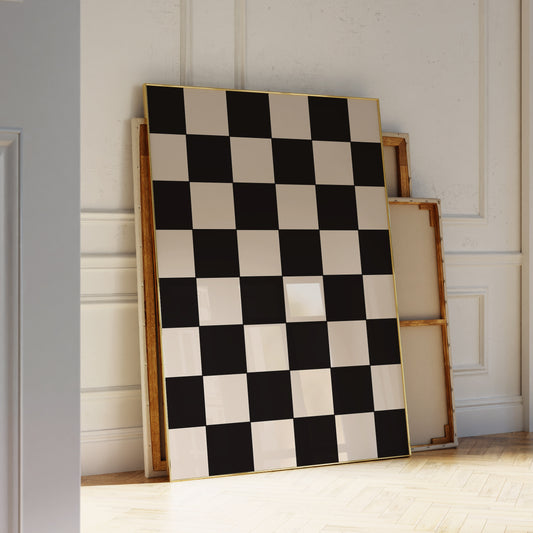 Black and Beige Checkered Art Print