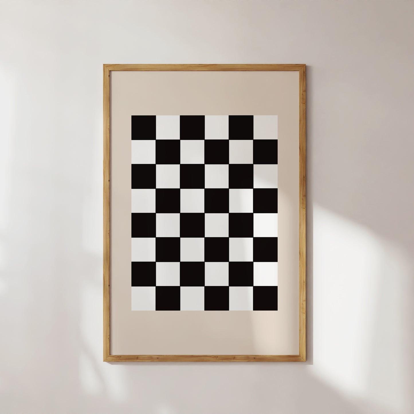 Beige Bordered Checkered Art Print