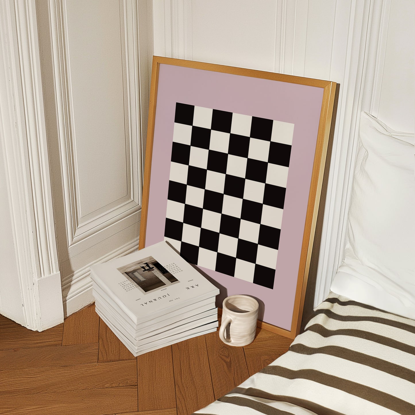 Lilac Bordered Checkered Art Print