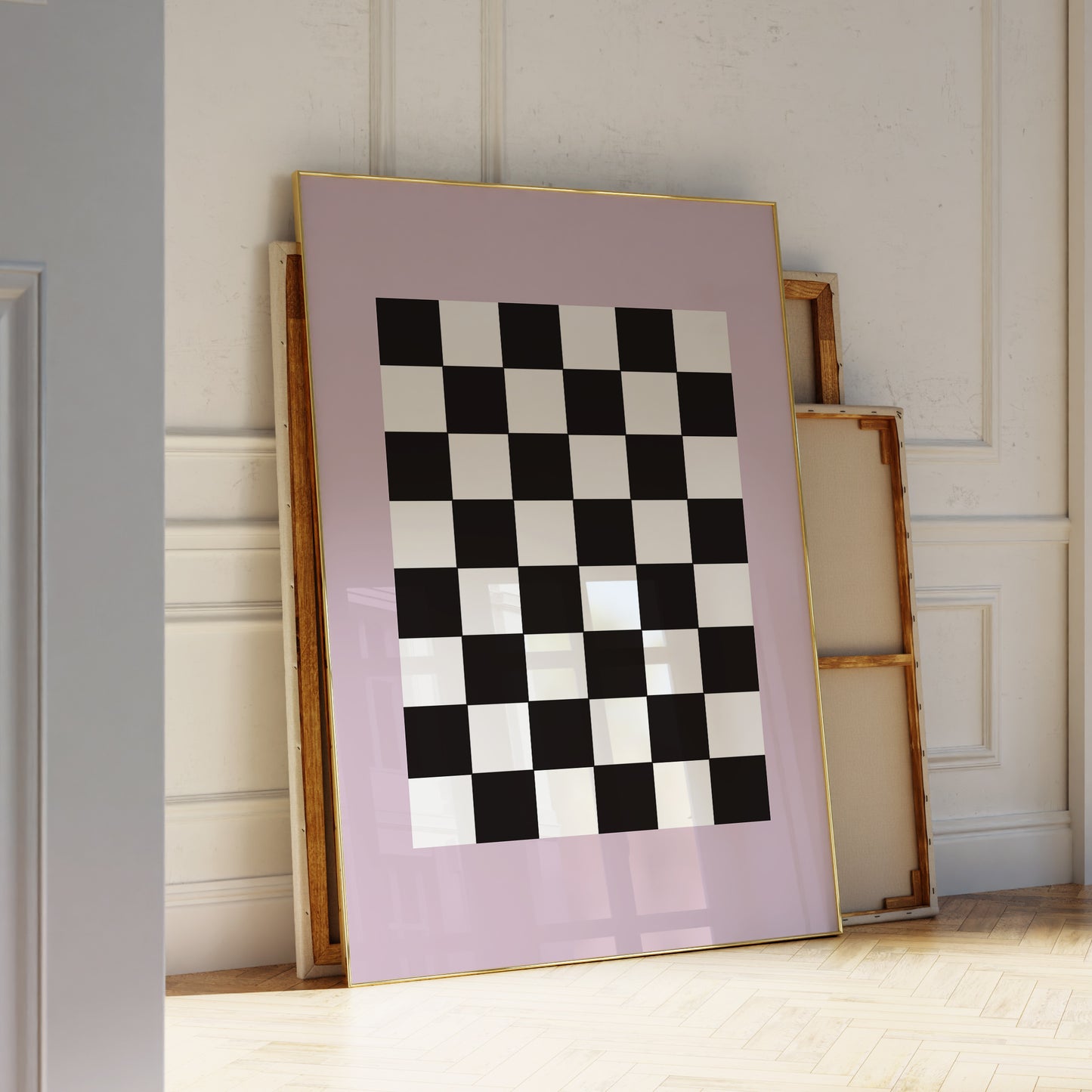 Lilac Bordered Checkered Art Print