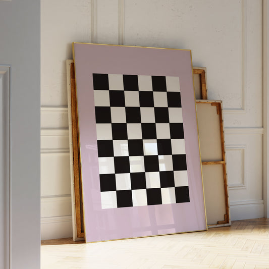 Lilac Bordered Checkered Art Print