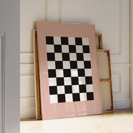 Pink Bordered Checkered Art Print