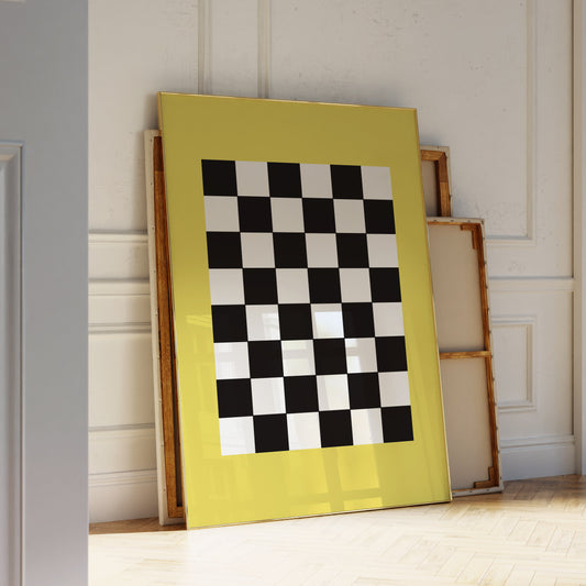 Yellow Bordered Checkered Art Print