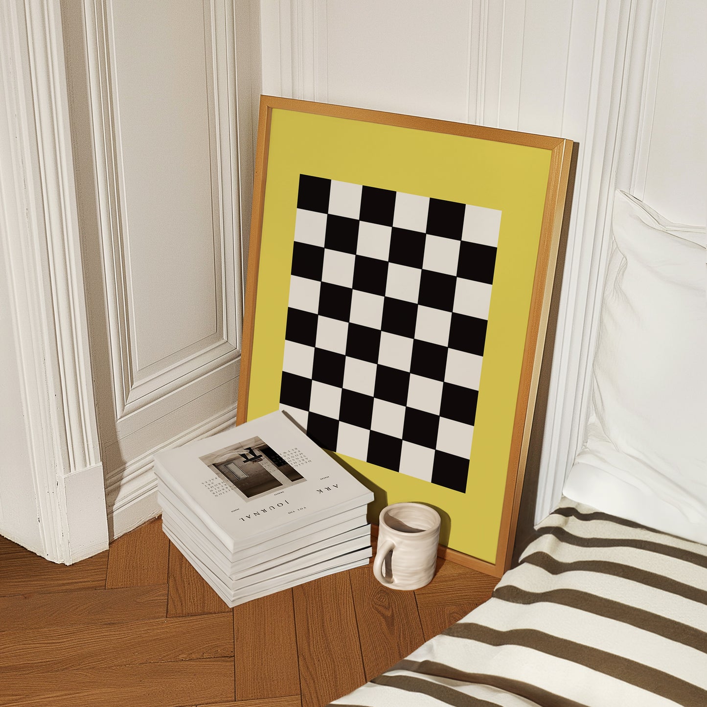 Yellow Bordered Checkered Art Print