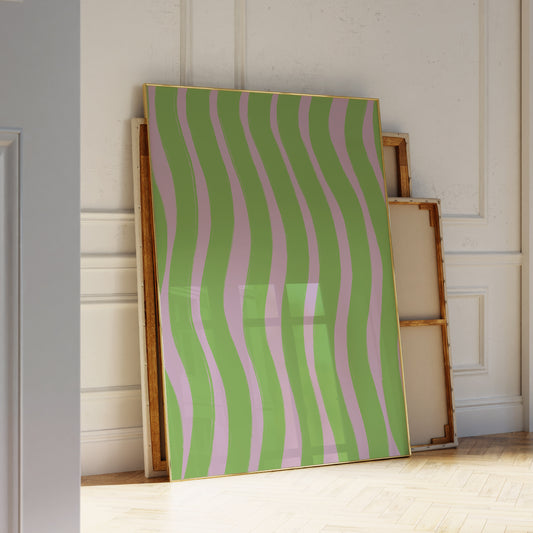 Handdrawn Green Stripes Art Print