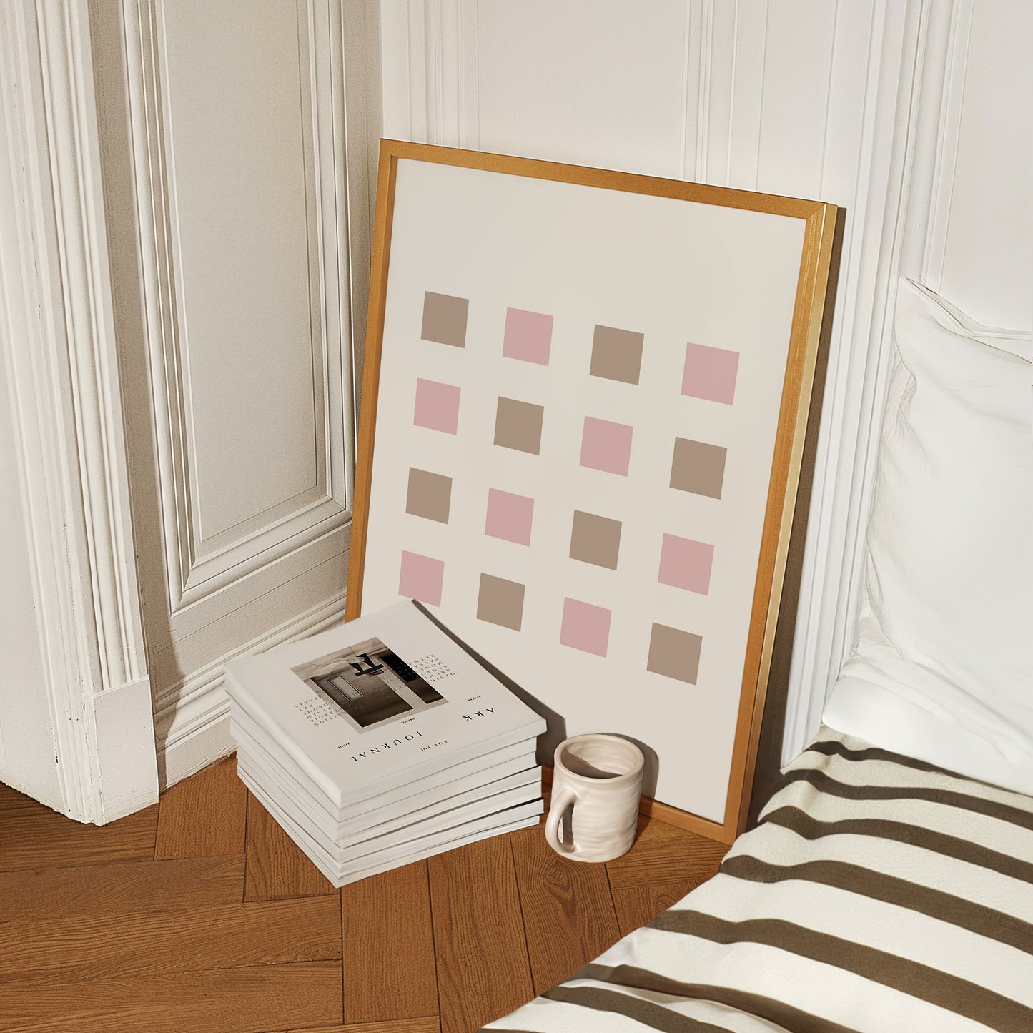 Pink Beige Color Blocks Art Print