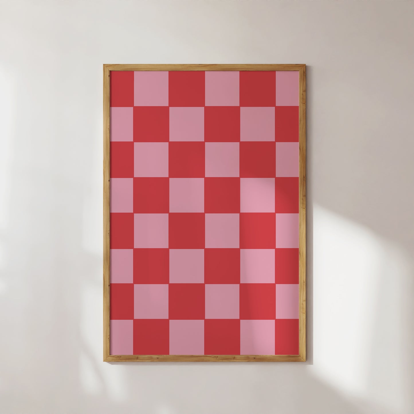 Hot Pink and Red Checkered Art Print