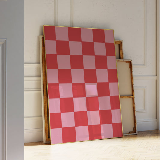 Hot Pink and Red Checkered Art Print