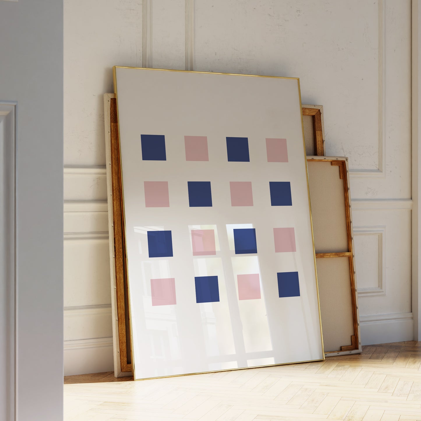 Blue Pink Color Blocks Art Print