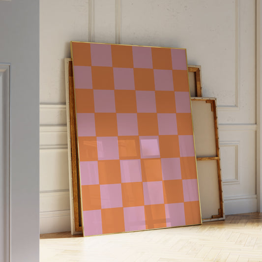 Orange and Lilac Checkered Art Print