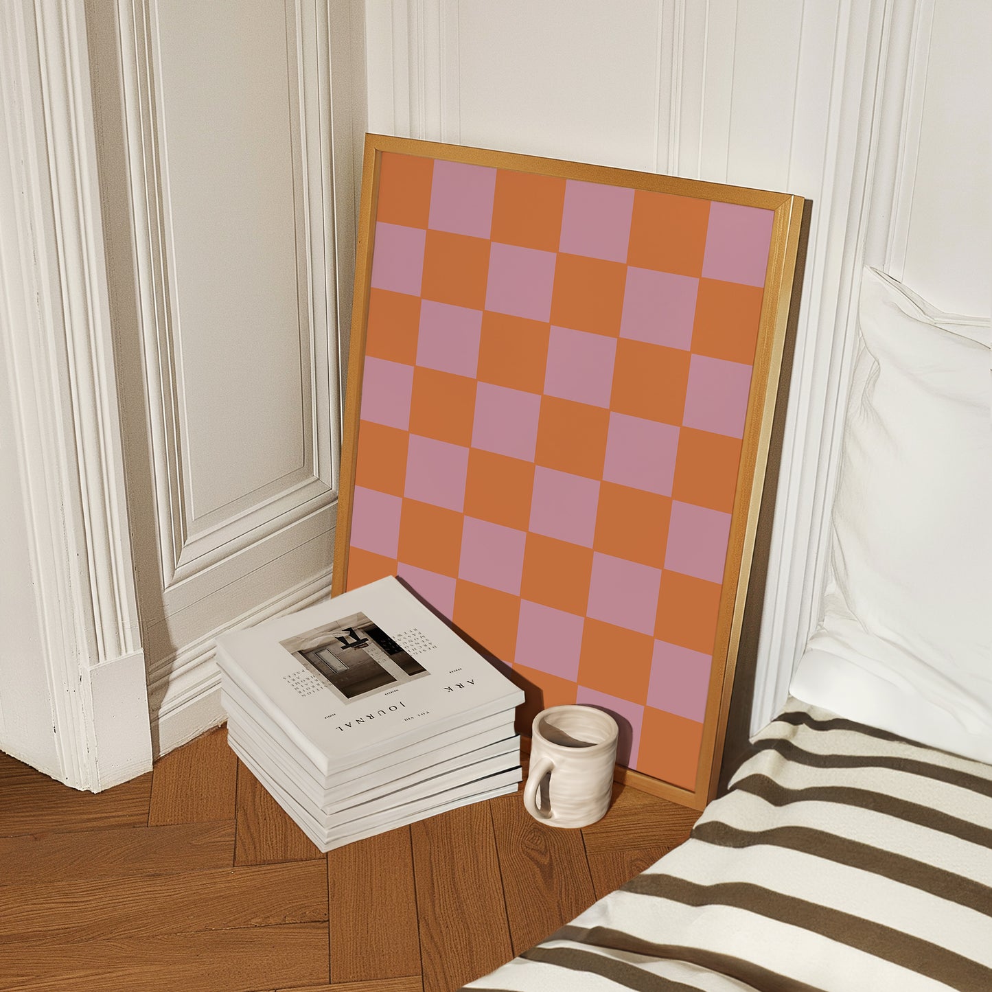 Orange and Lilac Checkered Art Print