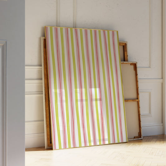 Green Pink Striped Art Print