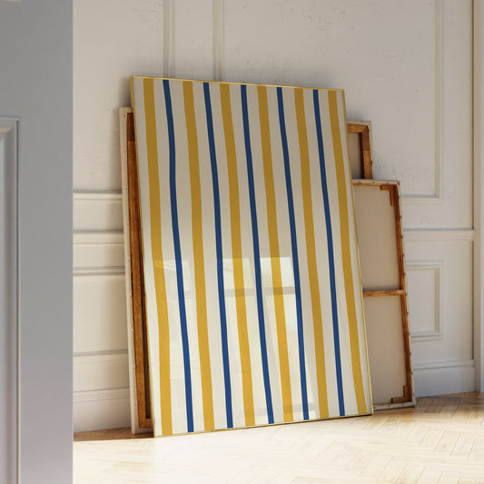 Yellow Blue Striped Art Print