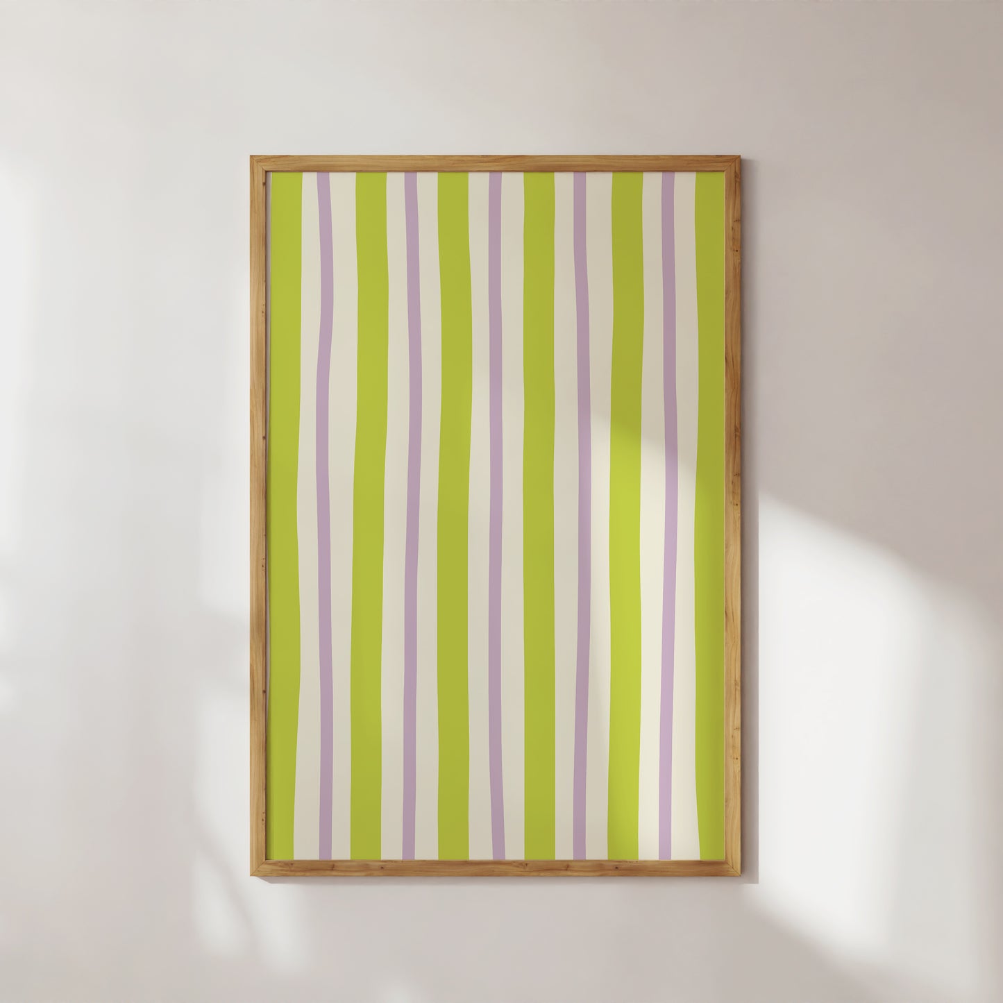 Green Lilac Striped Art Print