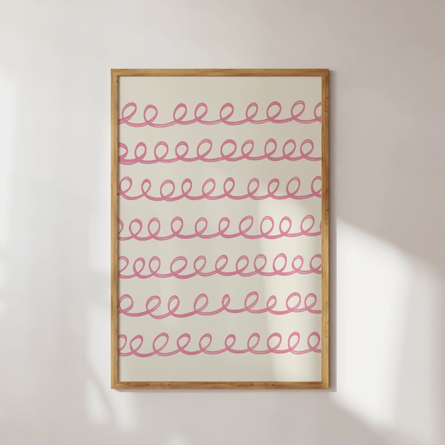 Beige Pink Handdrawn Wiggles Art Print